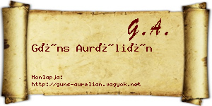 Güns Aurélián névjegykártya
